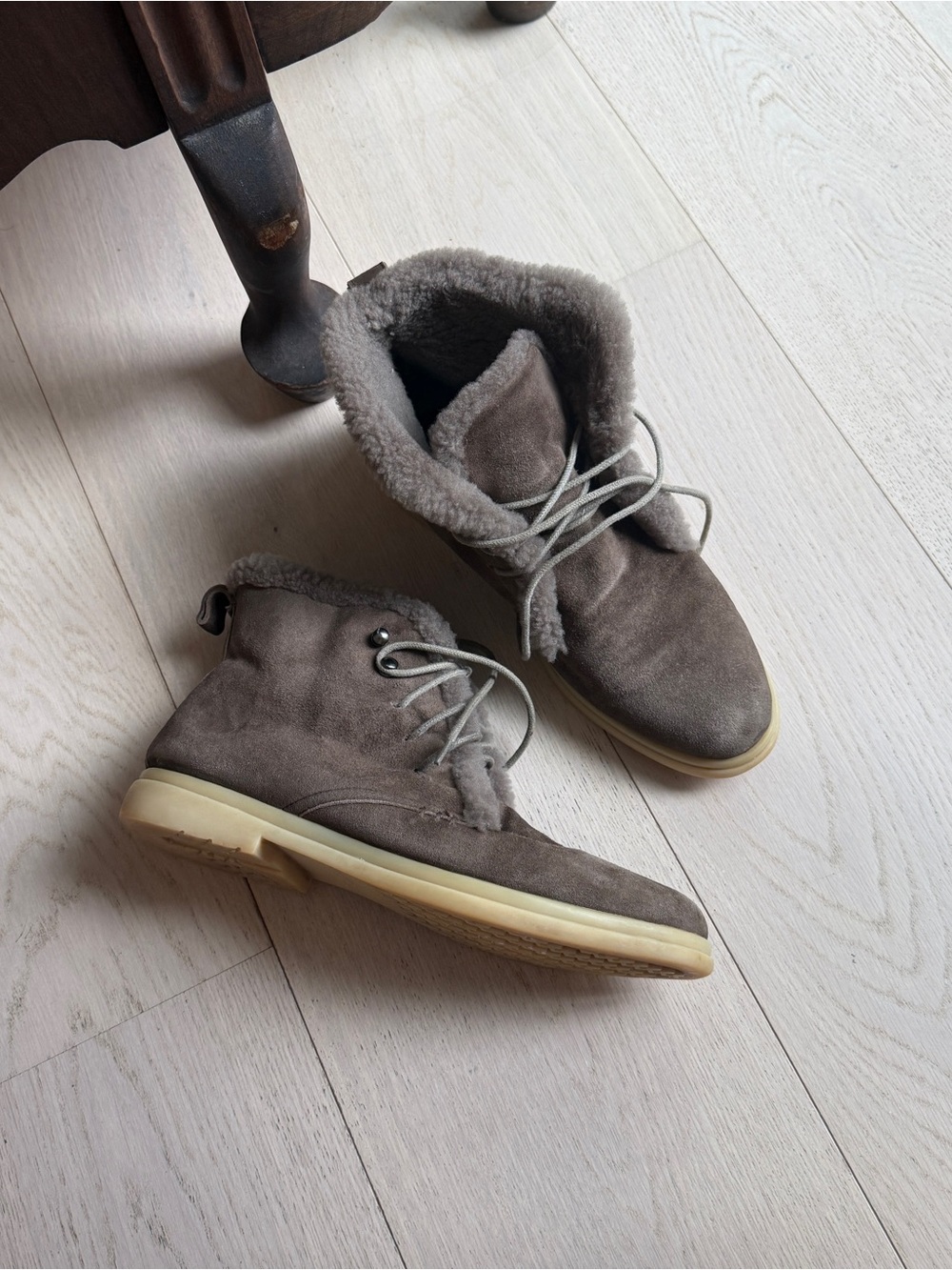 Loro piana open walk lace up boots
